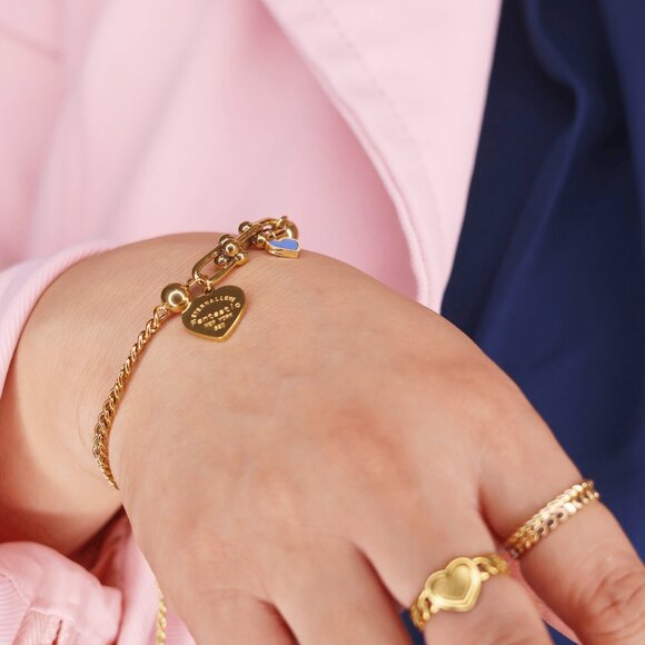 Stylish Blue Heart Stainless Steel Bracelet – Unique Fashion Accessory - Picture 2 of 5